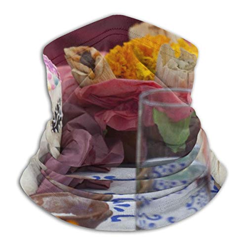 Kaswtrb Unisex, Fundas para Rostro Día Muerto Celebración Mesa Caléndulas Polaina con Cuello de azúcar - Unisex, Cuello Antibacteriano, Cómodo, Bufanda Ligera