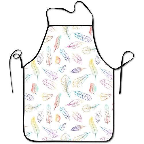 Katrine Store Diferentes Plumas exóticas de Colores en Blanco Delantal de Babero Personalizado Profesional Duradero Unisex