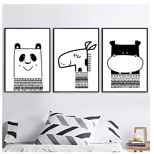 kaxiou Imprime imágenes Home Wall Art Modular Poster Nordic Cartoon Cute Animal Collection Pinturas sobre Lienzo Living Room Decor-40X60Cmx3 Pcs Sin Marco