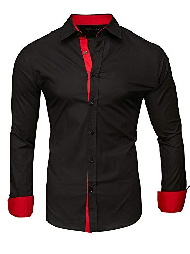 Kayhan Hombre Camisa, TwoFace Black/Ärmel Red XL
