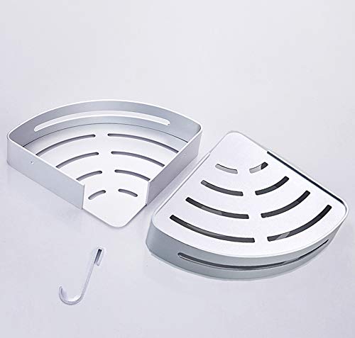 Kazeila 2 capas Sin Necesidad de Taladrar Estante Ducha, Aluminio Espacial Perforado Entramado de Baño Adhesivo Estantes Cesta para Ducha Estanteria Organizador Baño