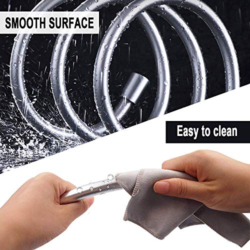 KBNIAN 1.5M Manguera de Ducha Flexible Anti-torsión de PVC Irrompible Adaptador Universal Estándar G 1/2 Latón con Conectores Pivote de 360 Grados para Ducha de mano - Plata