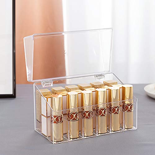 Kcakek Barra de labios cosmética caja de almacenamiento a prueba de polvo apósito transparente Acabado Plataforma cosmética caja de almacenamiento en el baño y dormitorio simple prueba de polvo acabad