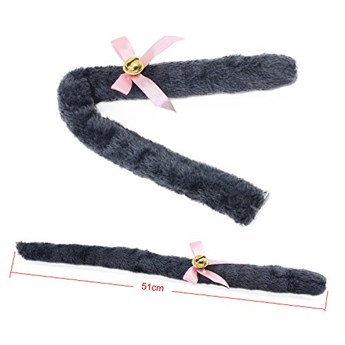 KEESIN Conjunto de Cosplay de Gato Guantes de Garra de Felpa Orejas de Gatito de Gato Collar de Cola Patas Disfraz de Fiesta Adorable Lindo para niños y Adultos (Gris)