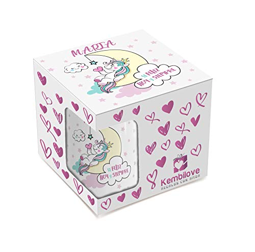 Kembilove Taza de Desayuno Personalizada de Unicornio con Nombre – Tazas Unicornio con Frases Divertidas y Motivadoras - Regalo Original Personalizado Diferentes Modelos de Unicornio 6 Plástico