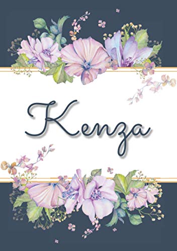 Kenza: Carnet de notes A5 | Prénom personnalisé Kenza | Cadeau d'anniversaire pour femme, maman, sœur, copine, fille ... | Design : floral | 120 pages lignée, Petit Format A5 (14.8 x 21 cm)