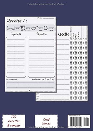 Kenza - Carnet de recettes: Cahier de recettes à remplir pour 100 recettes A4 | Prénom personnalisé Kenza | Cadeau d'anniversaire pour femme, maman, sœur ...| Grand format A4 (21 x 29.7 cm)