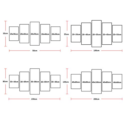 KEOA Moderno Arte de la Pared Fotos decoración para el hogar Cartel de barbero 5 Paneles peluquería peluquería Posters HD Marco de Pintura Impresa,A,30×40x2+30×60x2+30x80×1