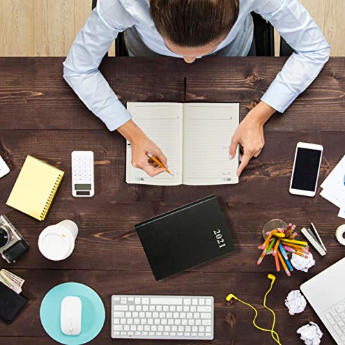 Kesote A5 Agenda 2021 Semana Vista Agenda 2021 Diaria con Tapa Dura, 12 Meses, Páginas en Líneas, Negro