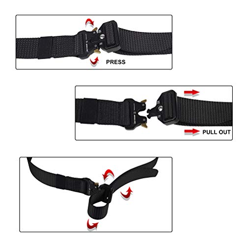 KEYNAT Cinturón Táctico con Hebilla Cobra de Liberación Rápida, 125 * 3.8cm Cinturón Nylon para Hombres Hebilla Metal Estilo Militar Servicio Pesado