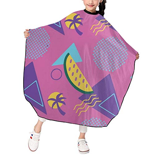 Kids Haircut Barber Cape,Patrones Con Sandías Y Palmas Capas De Peluquería Para Niños, Atractivo Peinado De Peluquería Para Regalos De Vacaciones En Casa,120 * 100cm