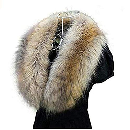 Kidssky Cuello de piel sintética con capucha, bufanda, chal y calentador de cuello para abrigo de invierno Marrón Brown With Black Tips Large