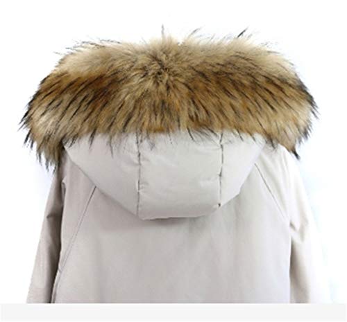 Kidssky Cuello de piel sintética con capucha, bufanda, chal y calentador de cuello para abrigo de invierno Marrón Brown With Black Tips Large