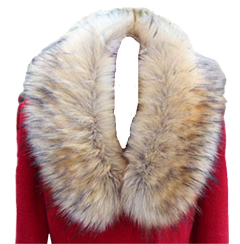 Kidssky Cuello de piel sintética con capucha, bufanda, chal y calentador de cuello para abrigo de invierno Marrón Brown With Black Tips Large