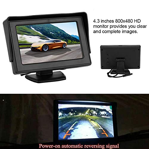 KIMISS Cámara de visión trasera 4.3in, cámara de marcha atrás de monitor de estacionamiento 800x480 TFT LCD Pantalla de escritorio