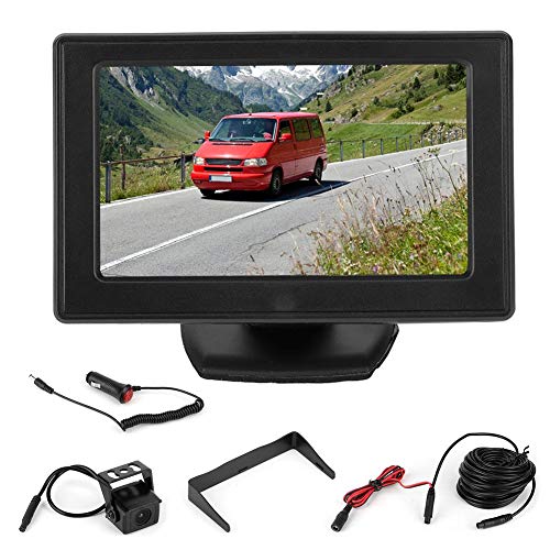 KIMISS Cámara de visión trasera 4.3in, cámara de marcha atrás de monitor de estacionamiento 800x480 TFT LCD Pantalla de escritorio