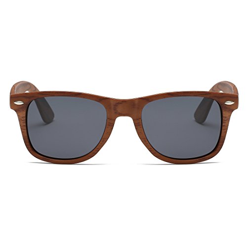 kimorn Polarizado Gafas De Sol Clásico Unisexo Cuerno Rimmed Años 80 Retro AE0300 (Imitación de grano de madera, 52)