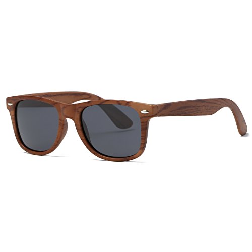 kimorn Polarizado Gafas De Sol Clásico Unisexo Cuerno Rimmed Años 80 Retro AE0300 (Imitación de grano de madera, 52)