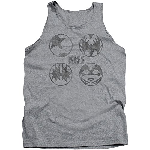 Kiss Hard Rock - Camiseta sin Mangas para Adulto con símbolos de Banda de Metal Gris Gris XXL