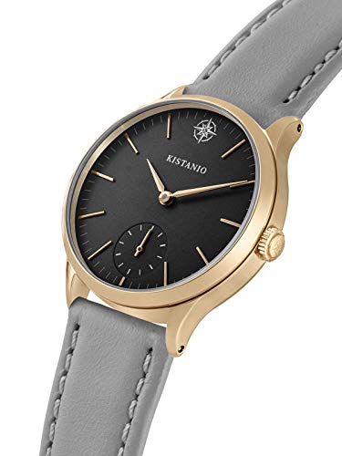 Kistanio KIS-STR-31-098 Stratolia - Reloj de Pulsera para Mujer (Cristal de Zafiro, Correa de Piel Gris), Color Negro
