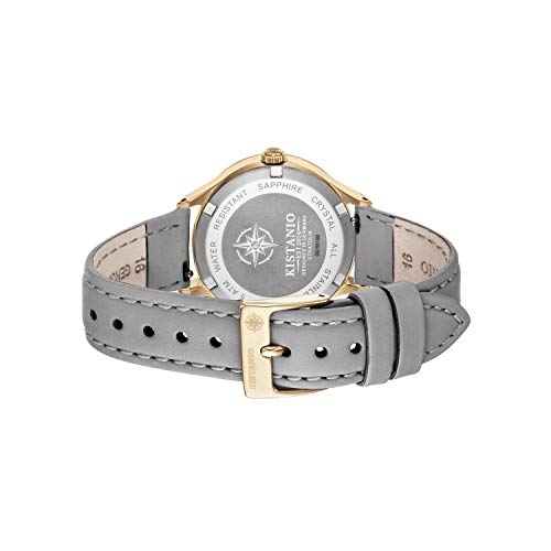 Kistanio KIS-STR-31-098 Stratolia - Reloj de Pulsera para Mujer (Cristal de Zafiro, Correa de Piel Gris), Color Negro
