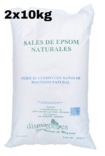 Kit 2 x 10 Kg Bolsa - Sal de Epsom Puras Fuente concentrada de Magnesio, Sales 100% Naturales. Baño y Cuidado Personal.Promocion Envio 24h