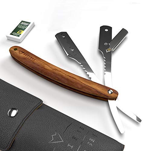 Kit Cuidado fácil & cuidado de Barbero por Sapiens: Coffret La Barba hombre con aceite para la barba OSMA 50 ml Made in France, cepillo, peine y tijeras para barba & bigote + Ebook en regalo