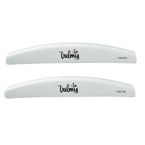 Kit de Limas de Uñas Profesional Valmy, 8 Piezas – Herramientas de Manicura y Pedicura para el Cuidado de Uñas Naturales y Acrílicas (4 Elipsa, 2 Half-Moon, 2 Taco)