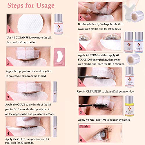 Kit de Permanente de Pestañas, Eyelash Perm Liquid Eyelash Wave - Herramientas de Maquillaje Curling de Pestañas, Lash Lift Long Lasting, Duradero y Natural