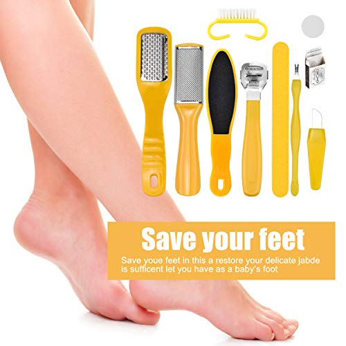 Kit de Pie para Pedicura 10 en 1 Lima Pies Removedor De Piel Dura Eliminar Durezas y Callos,Quita Durezas para Pies,Lima de Callos de Acero Inoxidable,Corta Callos Pies,Quitadurezas de Callos