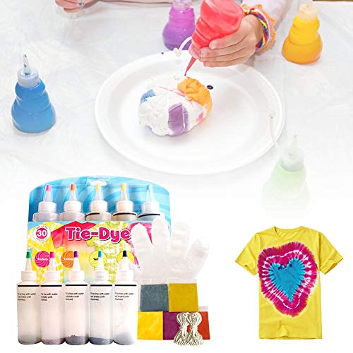 Kit Tie-Dye de un Solo Paso, 5 Colores Rainbow Set Tejido Pinturas Textiles Kit Tie Dye Kit DIY Ropa Graffiti Dye Party Supplies Kit de Pintura Permanente de Colores restaurados Kit de Tinte