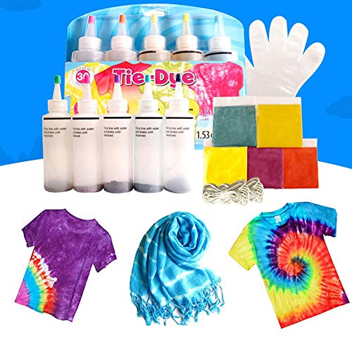 Kit Tie-Dye de un Solo Paso, 5 Colores Rainbow Set Tejido Pinturas Textiles Kit Tie Dye Kit DIY Ropa Graffiti Dye Party Supplies Kit de Pintura Permanente de Colores restaurados Kit de Tinte