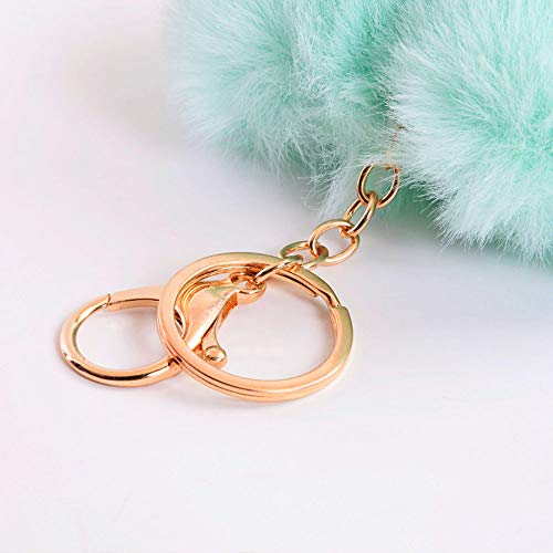 Kitchen-dream 10 Piezas Llavero Mullido corazón de Piel sintética Llavero Bola pompón Hebilla Clave Colgante Bolso para niñas Damas (Colorido)