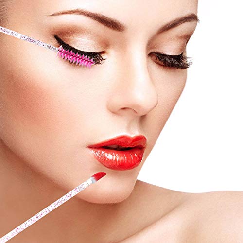 Kits de herramientas de maquillaje de 200 piezas, pincel de labios desechable de cristal, pincel de pestañas rojo desechable, conjuntos de pinceles de maquillaje diario (C-Rose Red)