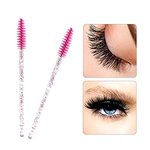 Kits de herramientas de maquillaje de 200 piezas, pincel de labios desechable de cristal, pincel de pestañas rojo desechable, conjuntos de pinceles de maquillaje diario (C-Rose Red)