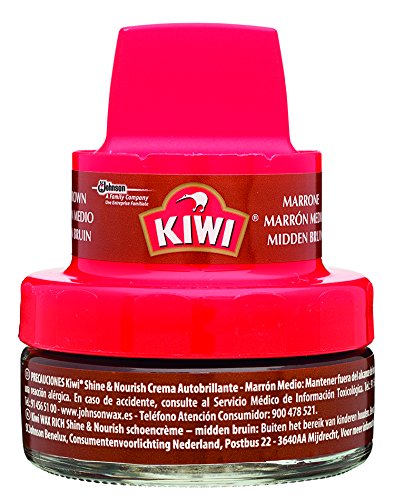 Kiwi - Tarro de Cristal, Crema Autobrillante de Alta Calidad para Calzado, Color Marrón Medio - 140 gr