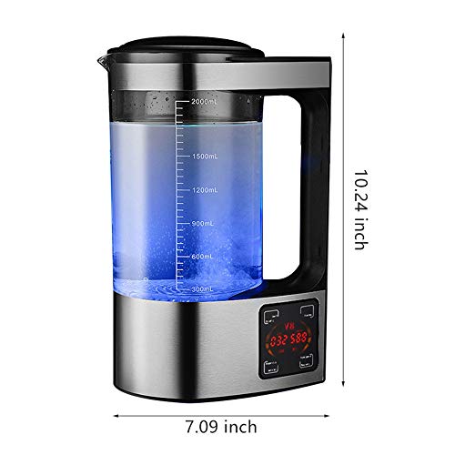KKTECT Generador de Agua de hidrógeno Generador de Iones de Agua portátil 2L de Gran Capacidad Calefacción a Temperatura Constante Máquina de Agua Rica en hidrógeno de microelectrólisis Pantalla LED