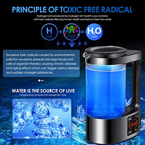 KKTECT Generador de Agua de hidrógeno Generador de Iones de Agua portátil 2L de Gran Capacidad Calefacción a Temperatura Constante Máquina de Agua Rica en hidrógeno de microelectrólisis Pantalla LED