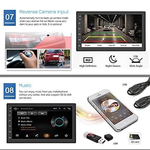 KKXXX KX1018 2 DIN Android 7.1 Música MP3 MP4 MP5 Autoradio Am FM Navegación GPS Enlace Espejo BT Llamada Manos Libres Control del Volante 7 Pulgadas Pantalla táctil 1GB RAM Quad Core