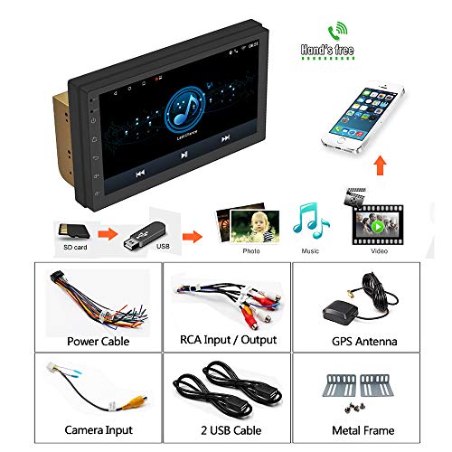 KKXXX KX1018 2 DIN Android 7.1 Música MP3 MP4 MP5 Autoradio Am FM Navegación GPS Enlace Espejo BT Llamada Manos Libres Control del Volante 7 Pulgadas Pantalla táctil 1GB RAM Quad Core