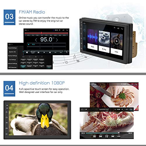 KKXXX KX1018 2 DIN Android 7.1 Música MP3 MP4 MP5 Autoradio Am FM Navegación GPS Enlace Espejo BT Llamada Manos Libres Control del Volante 7 Pulgadas Pantalla táctil 1GB RAM Quad Core