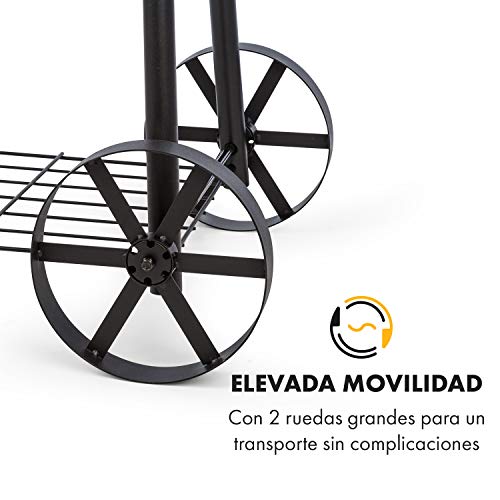 KLARSTEIN Beef Brisket Barbacoa ahumadora - Parrilla para carbón, Parrilla de Acero Inoxidable, Termómetro en la tapadera, 2 Ruedas Grandes, Negro