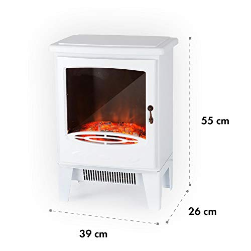 Klarstein Meran Chimenea eléctrica con Efecto llameante - Chimenea electrónica, CREA Ambiente romántico, 950 o 1850 W de Potencia, Termostato, InstaFire sin Humos, No se recalienta, Blanco