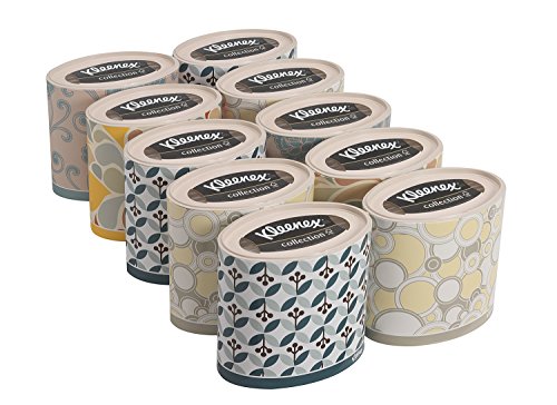 Kleenex 08826000 8826 Cajas de Pañuelos Ovaladas, 10 Paquetes de 64 hojas, 3 Capas, Suaves y Resistentes, Sin Fragancia, Color: Blanco, Collection