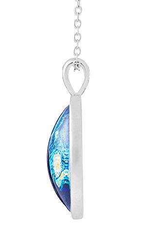 Klimisy - Noche Estrellada por Vincent Van Gogh - Collar Colgante con Impresionante Imagen Artística - Amuleto de Cristal en una Elegante Cadena Ajustable - En una Bonita Caja de Regalo