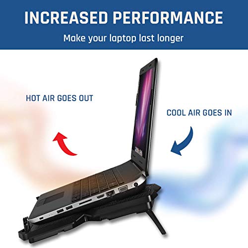 KLIM™ Wind + Base de refrigeración para portátil + La más Potente + Refrigerador portátil de 4 Ventiladores a 1200 RPM con Soporte + Compatible con Todos los tamaños + Roja + Nueva VERSIÓN 2020