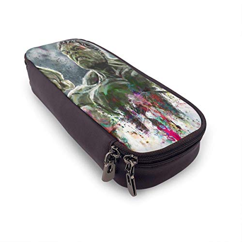 Kmehsv Watercolor Hulk Estuche para Bolígrafos con Cremalleras Dobles Big Capacity Double Zippe Pen Holder for Office School Supplies Cosmetics Documents Daily Essentials