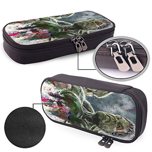 Kmehsv Watercolor Hulk Estuche para Bolígrafos con Cremalleras Dobles Big Capacity Double Zippe Pen Holder for Office School Supplies Cosmetics Documents Daily Essentials