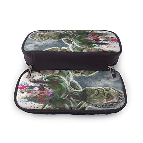 Kmehsv Watercolor Hulk Estuche para Bolígrafos con Cremalleras Dobles Big Capacity Double Zippe Pen Holder for Office School Supplies Cosmetics Documents Daily Essentials