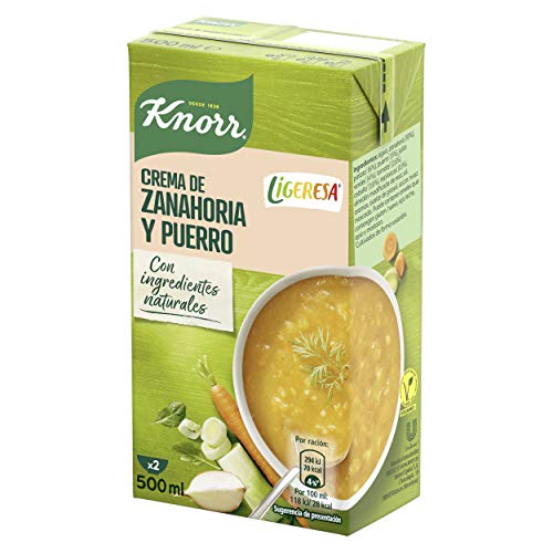 Knorr Las Clásicas Crema Ligeresa Zanahoria y Puerro - Pack de 6 x 500 ml (Total: 3000 ml)